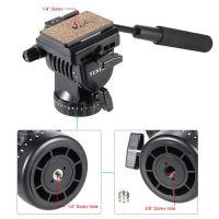 YUNTENG YT-950 Professional Fluid Drag Tilt Pan Damping Head Video DSLR Camera Tripod Head with Handle Two Quick Release Plates